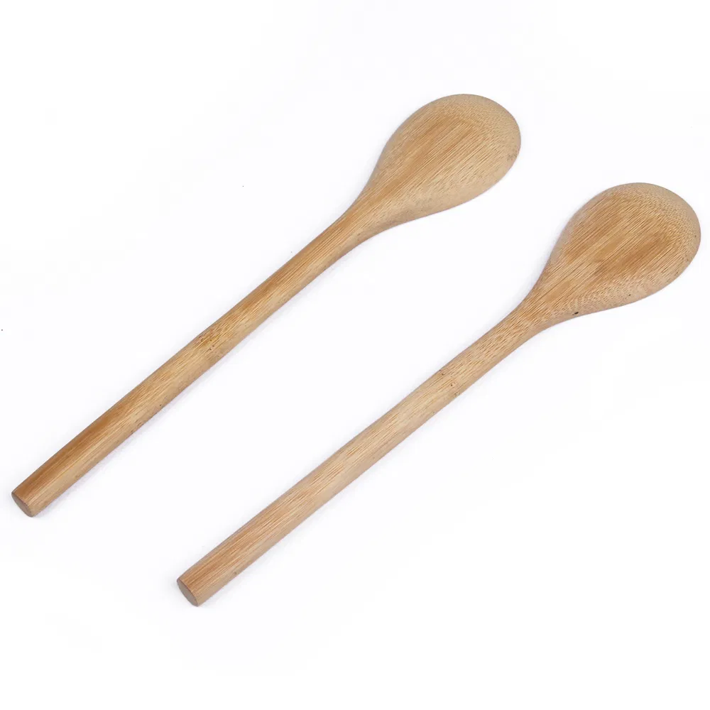 Cuchara de cocina de madera de bamb&uacute; con mango redondo 